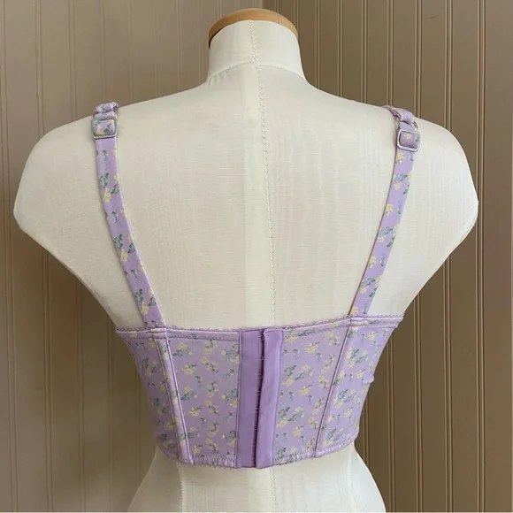 Lavender Floral Corset Crop Top Women’s Size Medium-Large - Picture 5 of 15